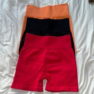 Colorful High-Waisted Seamless Biker Shorts Set